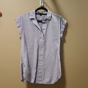 J. Crew Shirt Sleeve Collared Shirt Blue Stripe Size 4 Tall